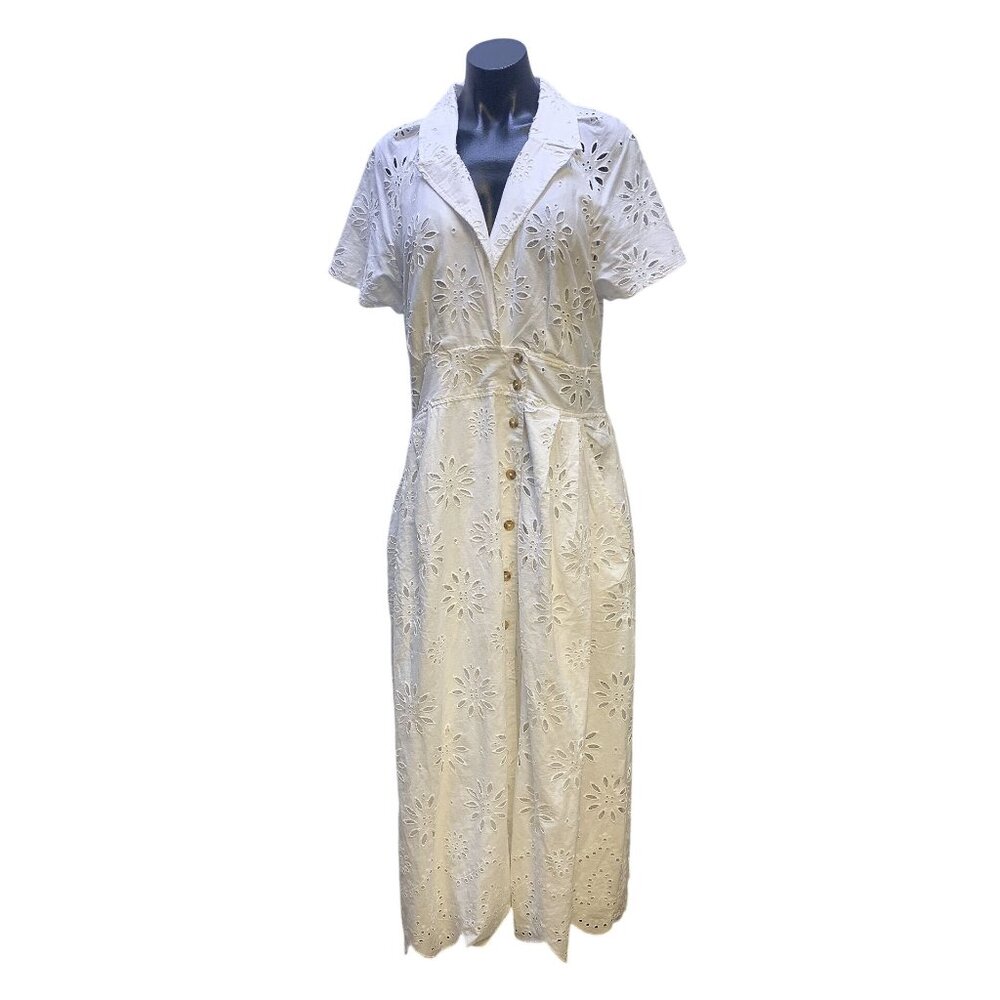 Maeve White Eyelet Midi Dress